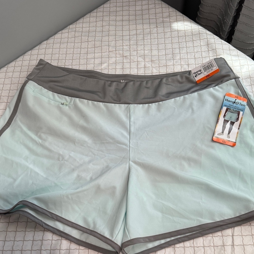 Hang Ten Women's Light Green and Gray Athletic Shorts